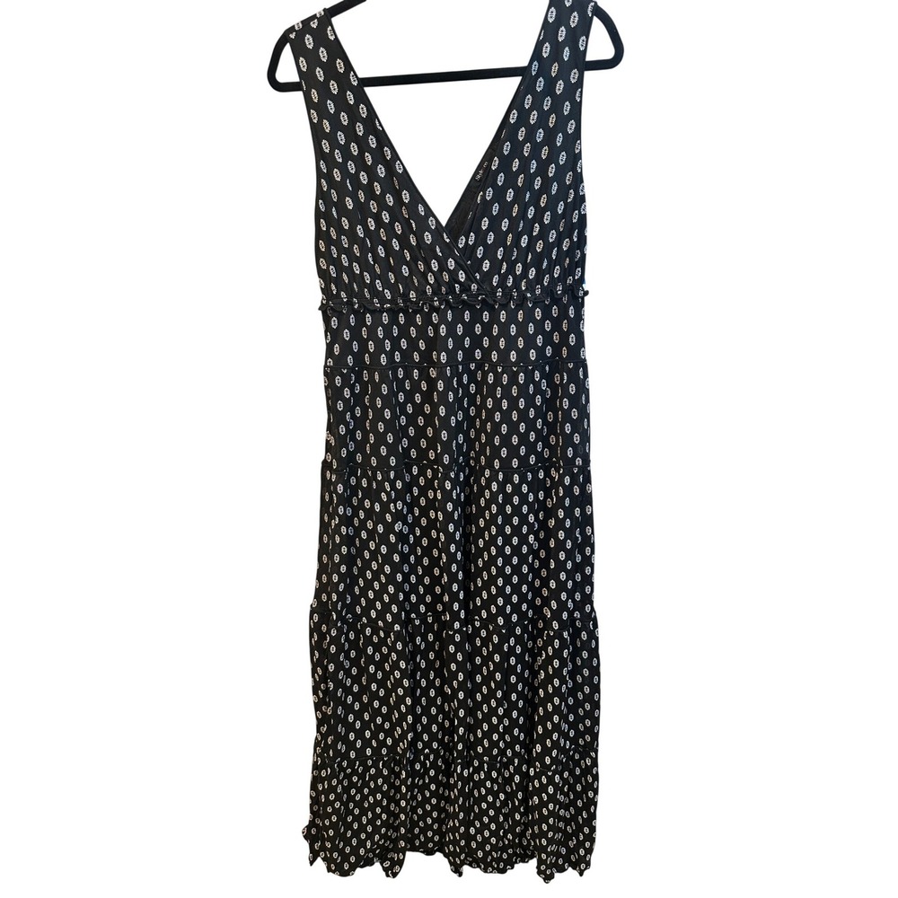 Style & Co Womens XL Black White Tile Print Tiered Maxi Dress 19025DT805 NWT